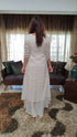 Off White Drape dress with Neon Jacket